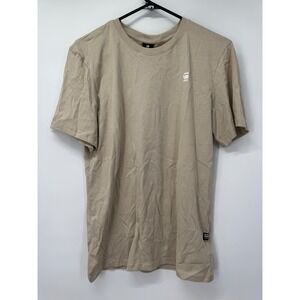 G-Star RAW Slim Cotton Short Sleeve T-Shirt Men's Medium DK Brick Beige Logo Top